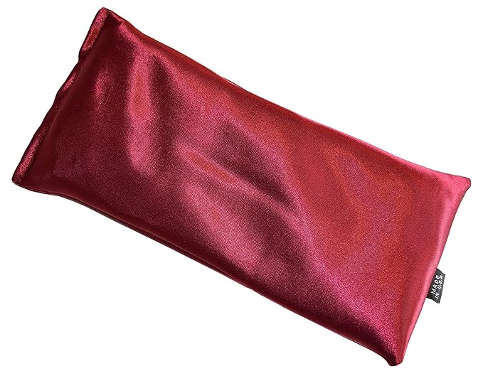 Lavender Eye Pillow - Hot or Cold Weighted Satin Eye Mask perfect for Sleeping, Yoga, Meditation - Gifts for Women, Birthday, Teachers - Natural Herbal Relaxation (Ruby)