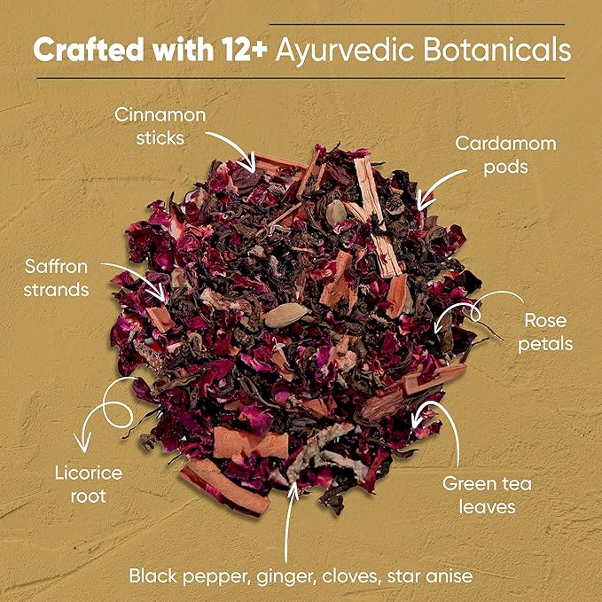 Param Kesar Organic Saffron Cardamom Cinnamon Herbal Green Tea | Detox & Digestive Support | Aromatic Indian Spice Blend with Rose & Licorice | 100g Loose Leaf Tea