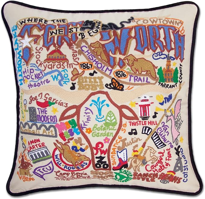 Catstudio Fort Worth Embroidered Decorative Throw Pillow