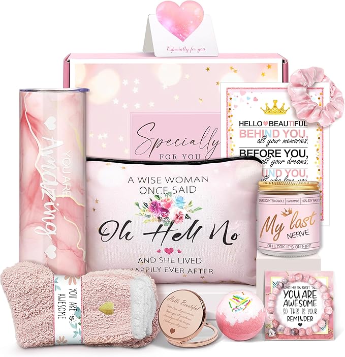 Gifts for Women,Birthday Gifts for Women Friendship,Spa Gifts Basket with Wine Tumbler,Gift Set for Women,Self Care Gift Idea for Mom,Her,Female Friend,Sister,Wife,Unique Gifts for Women