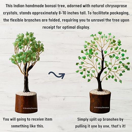 Amazing Gemstone Crystals and Healing Stones Birthday Gifts for Women - Chrysoprase Crystal Tree of Life Home Decor Stocking Stuffers, Bookshelf, Room, Meditation Gift for Mom, Unique Birthday Gifts