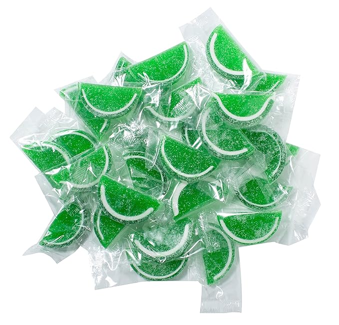 Boston Fruit Slice Individually Wrapped Gourmet Gummy Candy 1lb Box (Lime)