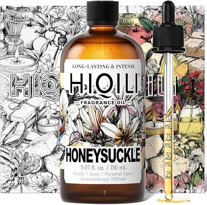 HIQILI Honeysuckle Fragrance Oil for Home Diffuser, Perfect for Candle & Soap Making, Relaxation, Beautiful Gifts - 5.07 Fl Oz