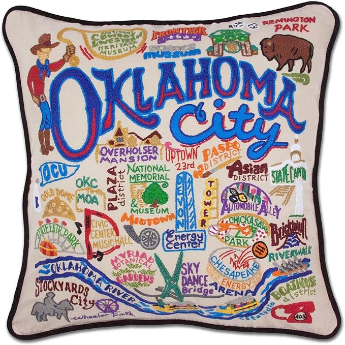 Catstudio Oklahoma City Embroidered Decorative Throw Pillow