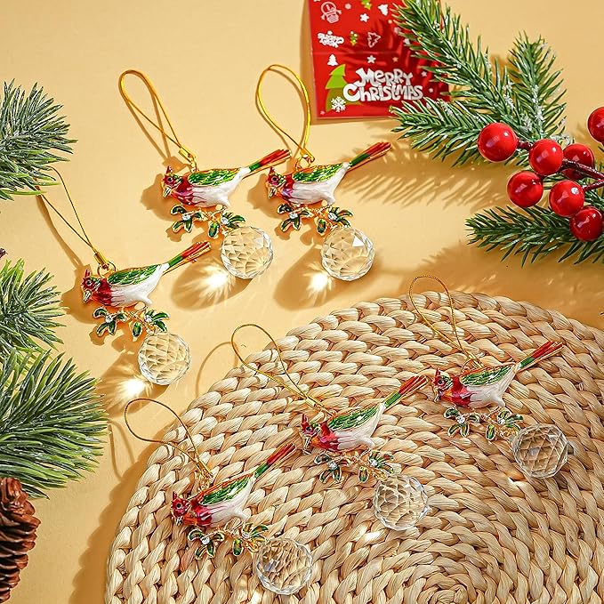 H&D HYALINE & DORA Color Bird Hanging Ornament 6Pcs Colorful Cardinal Christmas Tree Ornaments Flying Bird Ornament Xmas Decoration Birds Gift for Men Women