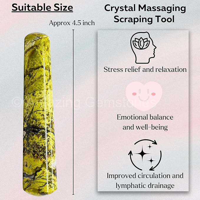 Amazing Gemstone Green Opal Crystal Wand Massage Stick - Pelvic Wand Gua Sha for Adults - Crystals and Healing Stones Massage Wands for Adults Gifts (Smooth)