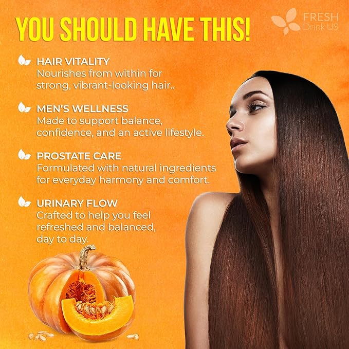 FRESHDRINKUS, Pumpkin Seed Oil Gummies | 90 Count | 4000mg with Zinc & Vitamin C – Plant-Based, Non-GMO, Gluten-Free – Premium Men’s & Women’s Wellness Gummies