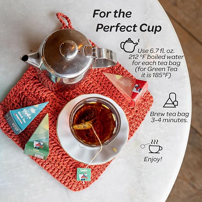 Lazika Tea Variety Pack with Lovely Presentation Box, Black, Green and Herbal Tea Sampler Gift Set, 10 Counts, Premium Collection with Pyramid Infuser Bag, Handcrafted