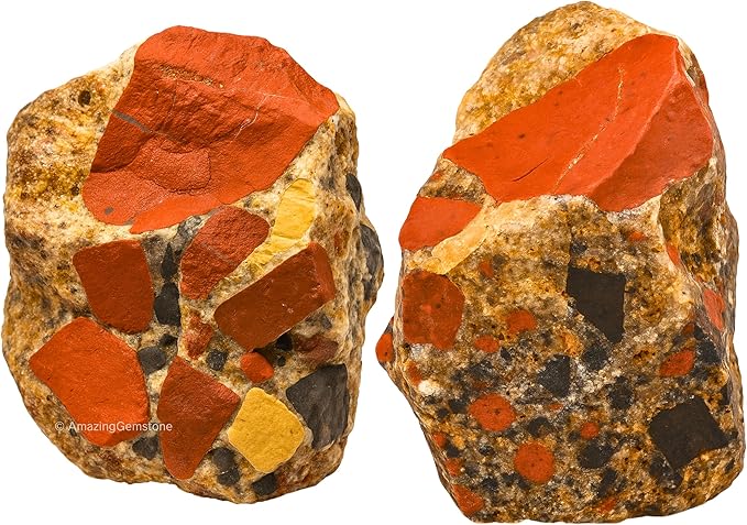 Amazing Gemstone 2 Pieces Spotted Jasper Raw Crystals and Healing Stones, Natural Rocks for Tumbling and DIY Raw Stones and Crystals