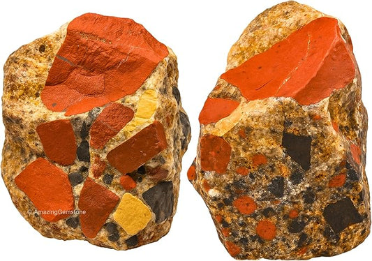 Amazing Gemstone 2 Pieces Spotted Jasper Raw Crystals and Healing Stones, Natural Rocks for Tumbling and DIY Raw Stones and Crystals