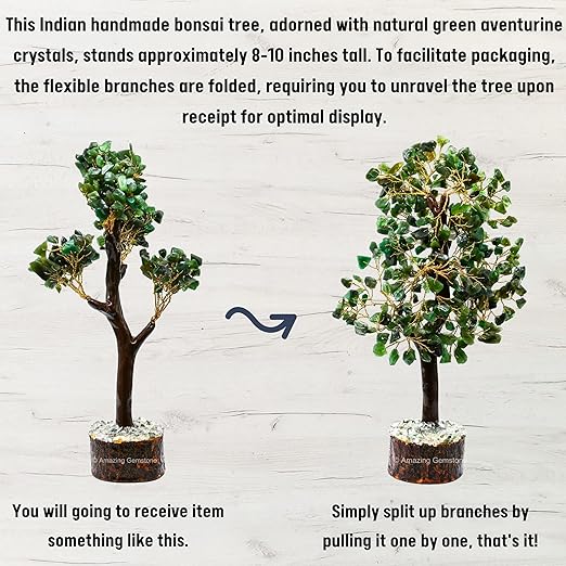 Amazing Gemstone Crystals and Healing Stones Birthday Gifts for Women - Green Aventurine Crystal Tree of Life Home Decor Stocking Stuffers, Bookshelf, Room, Meditation Gift Unique Birthday Gifts