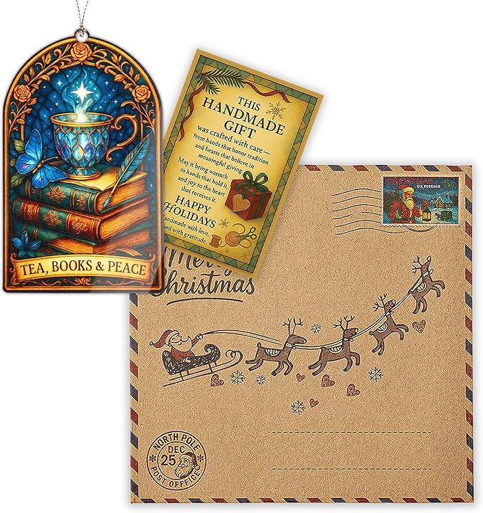 Book Ornament - Book-Lover Gifts for Women | Teacher | Librarian - Book Ornaments for Christmas Tree - Christmas Ornament 2025 - White Elephant Gifts - Xmas Tree Funny Decoration, Exchange