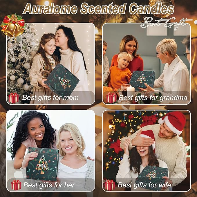 Christmas Scented Candles Gifts - Xmas Candle Gift Set for Women Men Aromatherapy Soy Wax Natural Small Festival Aroma Candle Gift 4 PCS 4.4 Oz for Mothers Day Birthday Diwali Teachers Girls