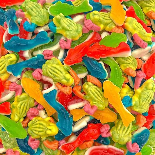 Gummy Sharks and Rainforest Frogs Candy Mix | 2 Pound Bulk Bag | Ocean and Jungle Critters | Assorted Fruit Flavors Gummy Mix | Party Favors, Goody Bags, Kids' Birthday Celebrations