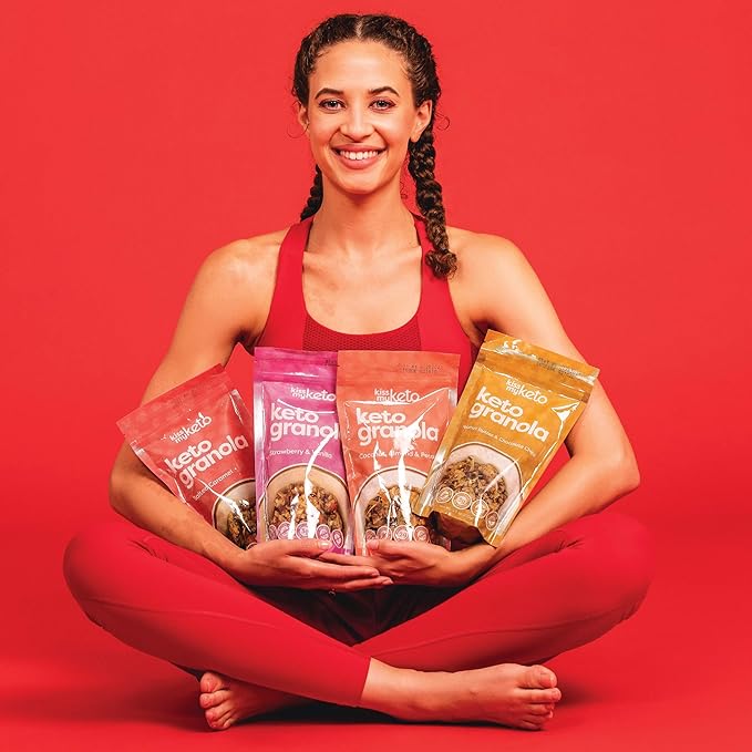 Kiss My Keto Sugar Free Granola, Variety Pack – Curb Cravings with Few Net Carbs – Allulose Sweetened, Resealable & Gluten-Free Crunchy Clusters – Grain Free Granola Great With Yogurt or Milk