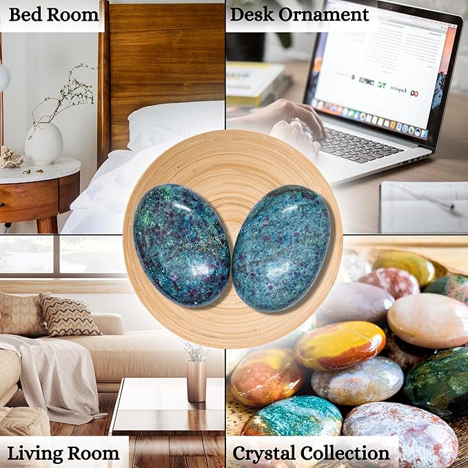 Amazing Gemstone Ruby in Kyanite Palm Stone - Massage Worry Stone for Natural Body Chakra Balancing, Reiki Healing and Crystal Grid