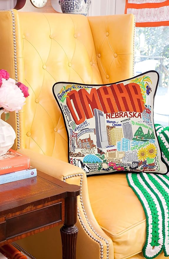 Catstudio Omaha Embroidered Decorative Throw Pillow