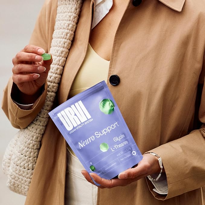 URVI® Neuro Gummies – 500mg Glycine, 150mg L-Theanine (high Potency), Vitamins B1 & B6 for Rest & Sleep, Relaxation, Calm Focus – Sugar-Free – Green Tea & Apple – 60 Count
