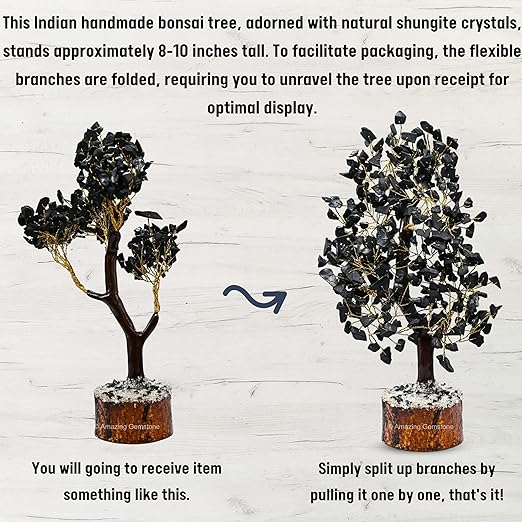 Amazing Gemstone Crystals and Healing Stones Birthday Gifts for Women - Shungite Crystal Tree of Life Home Decor Stocking Stuffers, Bookshelf, Room, Meditation Gift for Dad, Unique Birthday Gifts