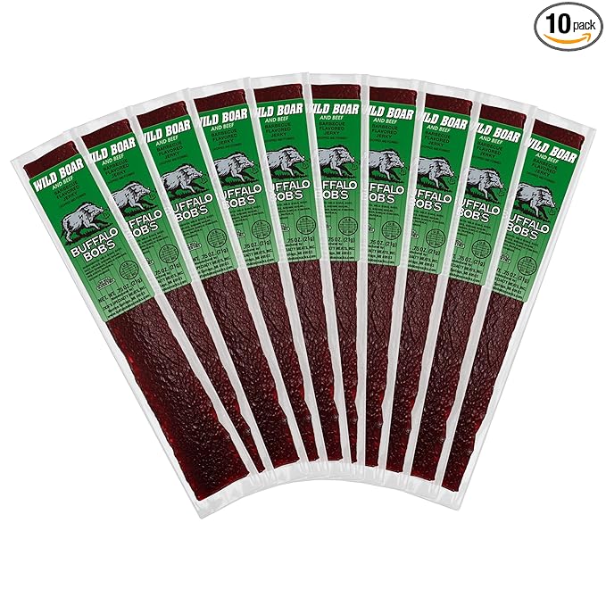 Buffalo Bob's Wild Game Meat Snack - Wild Boar BBQ Jerky 10 Pack