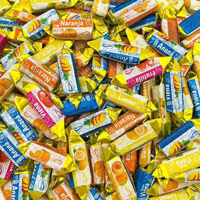 Arcor Vienna Fruit Filled Hard Candy | 1 Pound Bag | Bon Bons Candy with Strawberry, Apricot, Pineapple, Lemon, Orange Flavors | Individually Wrapped Fruit Hard Candies