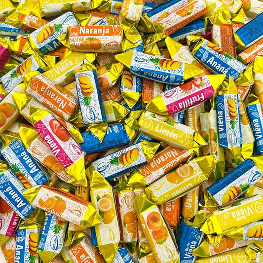 Arcor Vienna Fruit Filled Hard Candy | 1 Pound Bag | Bon Bons Candy with Strawberry, Apricot, Pineapple, Lemon, Orange Flavors | Individually Wrapped Fruit Hard Candies