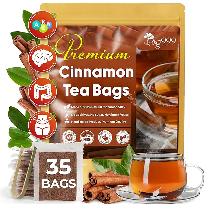 TOG999 Cinnamon Tea, 35 Tea Bags, Pure Ceylon Cinnamon, Natural & Vegan, Caffeine Free, Gluten Free, Herbal Tea