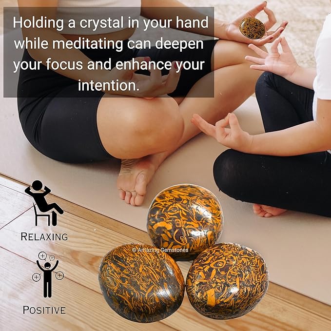 Amazing Gemstone Mariyam Jasper Crystals and Healing Stones - Large Palm Stone Crystals Piedra - Crystal for Good Luck, Balanced Positive Energy, Meditation - Unique Stocking Stuffers, Gifts for Women