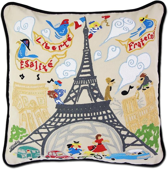 Catstudio Eiffel Tower Embroidered Decorative Throw Pillow