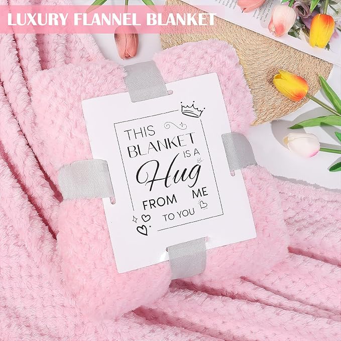 Birthday Gifts for Women Self Care Gifts Get Well Soon Gifts, Rose Relaxing Spa Gifts Basket Care Package, Luxury Flannel Blanket, Thanksgiving Christmas Gifts for Mom Her Grandma Friend Sister Wife