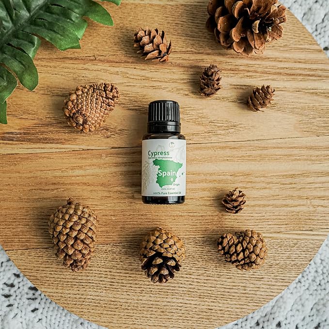Cypress Essential Oil - Direct from Essential Oils SL in Mediterranean Spain - Aceite de Ciprés for Diffuser, 100% Pure Therapeutic Grade - Aromatheraphy, Skincare (15ml)