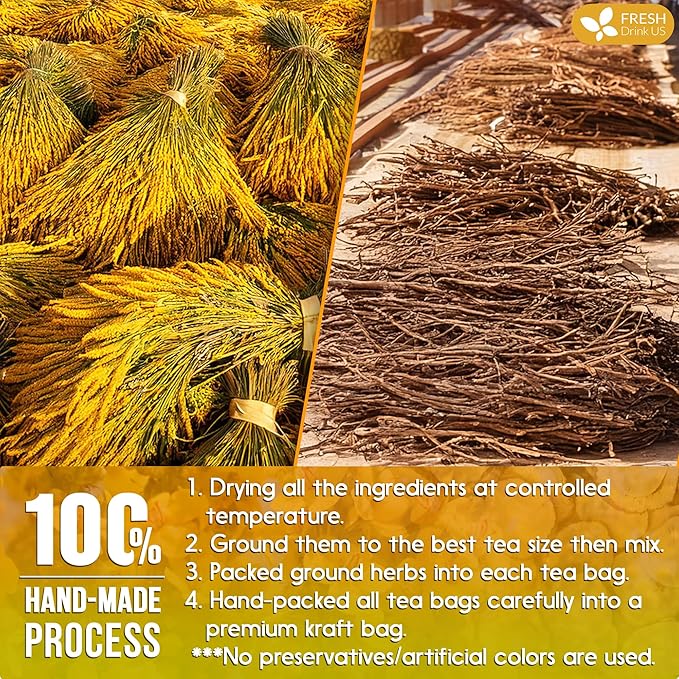 FreshDrinkUS, Premium 55 Mullein Licorice Tea Bags, 100% Natural, Blend of Mullein Leaves, and Licorice Root. Made with Natural Material Tea Bags. No Sugar, Vegan.