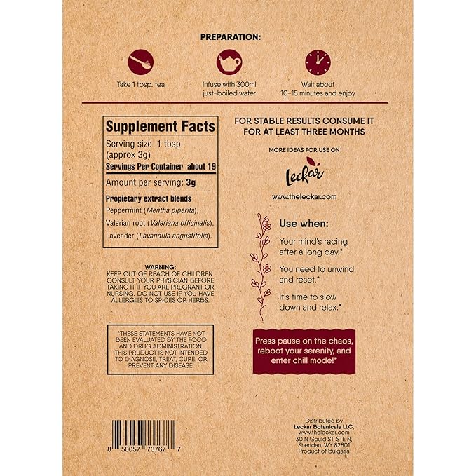 Organic Keep Calm Valerian Root, Lavender, Peppermint Herbal Tea Loose Leaf Relaxing Wellness Blend Caffeine-Free | Natural Stress Relief & Restful Sleep Aid