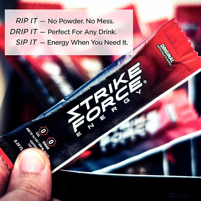 Strike Force Energy Drink Mix - Grape Flavor - Natural Tasting Caffeine Drink - Turn Any Drink into a Healthy Energy Drink - Zero Calories, Keto Friendly, Sugar Free, Pre Workout (10 Liquid Packs)
