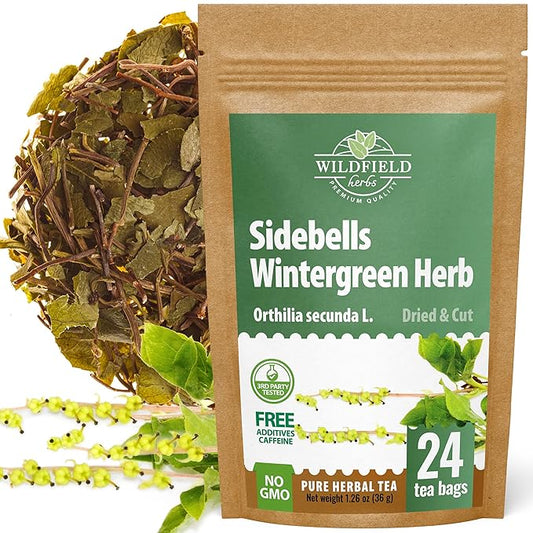 24 Bags Dried Cut Sidebells Wintergreen Herb Tea (Orthilia Secunda) - 24 Count 2g Tea Bags One-Sided Wintergreen Orthilia (Peralito)