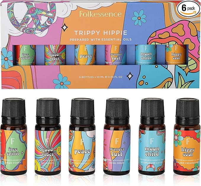 Folkulture Essential Oils for Diffusers Oil | Set of 6 Fragrance Oil, Patchouli & Cedarwood | Essential Oils for Diffusers | Diffuser Oils Scents for Home