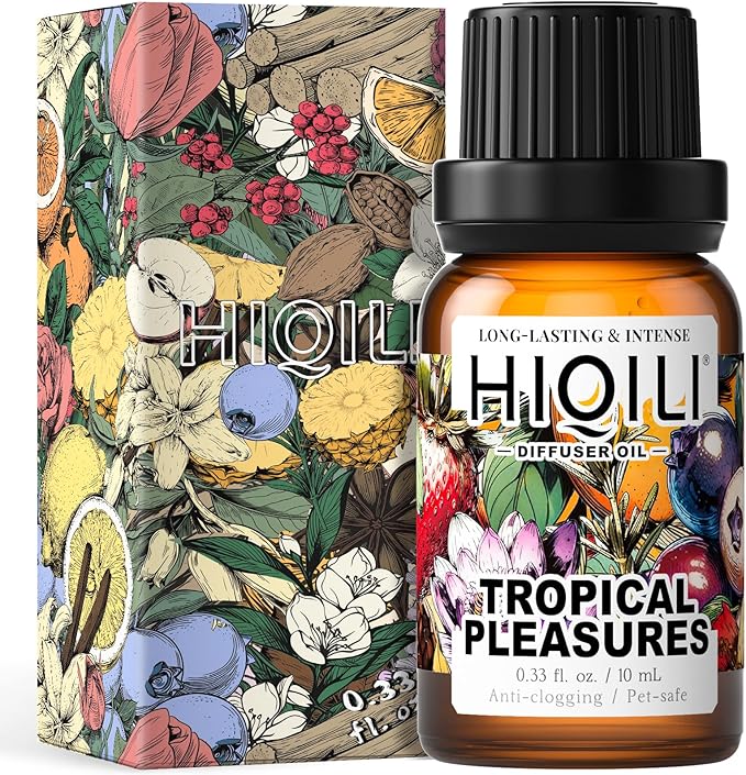 HIQILI Tropical Pleasures Diffuser Oil for Water or Waterless Diffusers, Inspired by Este. Lau Der Pleasures Exotic, Passion, Air Freshener Spray - 0.34 Fl Oz