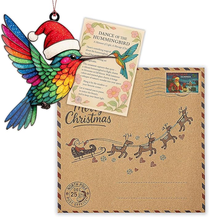 Hummingbird Christmas Ornament - Hummingbird Gifts for Women - Bird Ornaments for Christmas Tree - Hanging Decor for Door Yard Outdoor or Windows - Christmas Ornament 2025 - Gift Exchange