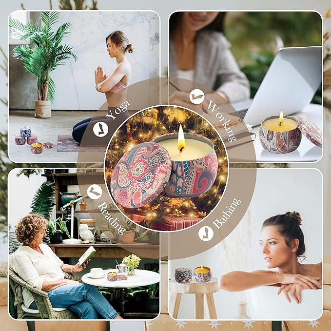 Scented Candles Gifts for Women - Soy Wax Natural Candle Set Aromatherapy Outdoor Indoor Small Aroma Candle Gift 4 PCS 4.4 Oz for Mothers Day Birthday Valentines Christmas Home Spa Bath Yoga