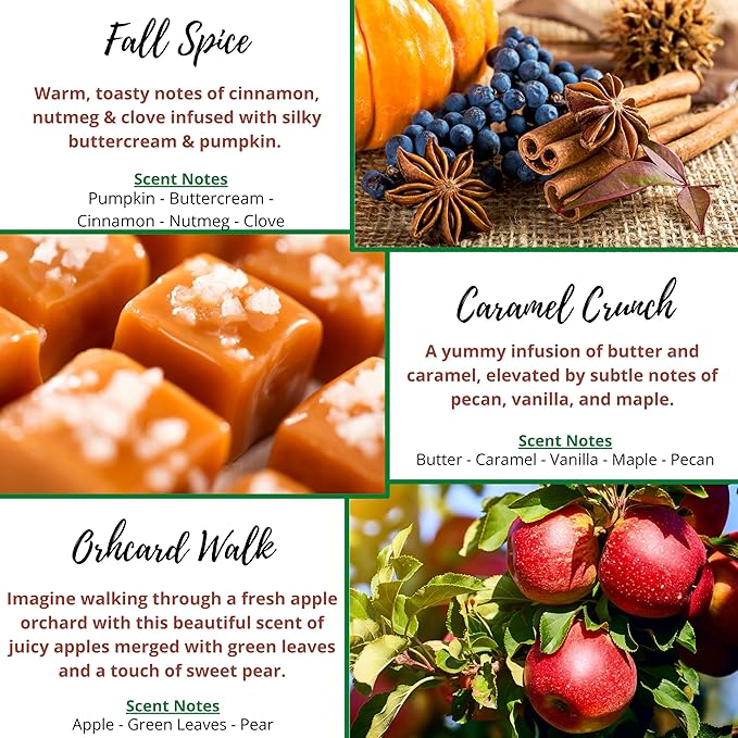 Kermode Fall Wax Melts - 6 Amazing Fall Scented Wax Melts for Warmers - 36 Autumn Holiday Scent Cubes - Soy Blend - 15 oz