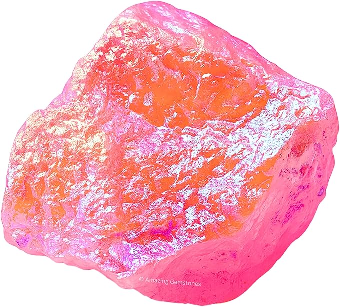 Amazing Gemstone Angel Aura Rose Quartz Raw Crystals and Healing Stones, Natural Rocks for Tumbling - DIY Raw Stones and Crystals, 2 Pieces