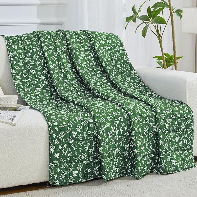 25 lbs weighted blanket Queen Size for Adults (60”x 80”, Forest) Cooling Heavy Blanket for Sleeping Perfect for 240-260 lbs, Winter Thick Breathable Blanket with Premium Glass Bead, Machine Washable