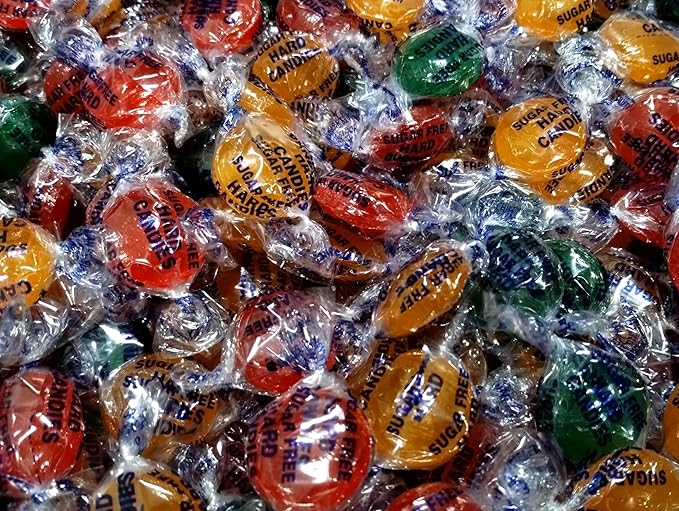 Sugar Free Assorted Fruit Hard Candy Buttons - 1 lb of Fresh Delicious Cherry Orange Lime Individually Wrapped Candy