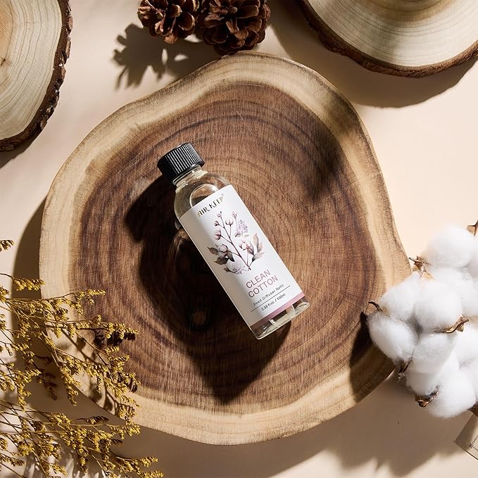 Airkeep Reed Diffuser Oil Refill/Clean Cotton/3.38oz（100ml/1 Pack/Scented Oil Refill for Reed Diffuser Home Fragrance for Bedroom, Bathroom Office Home Decor