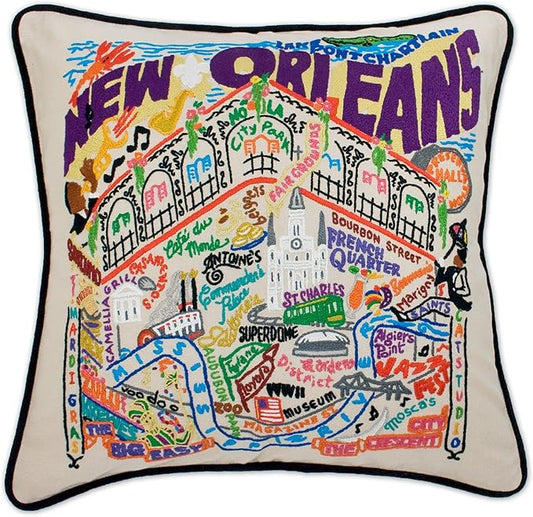 Catstudio New Orleans Embroidered Decorative Throw Pillow