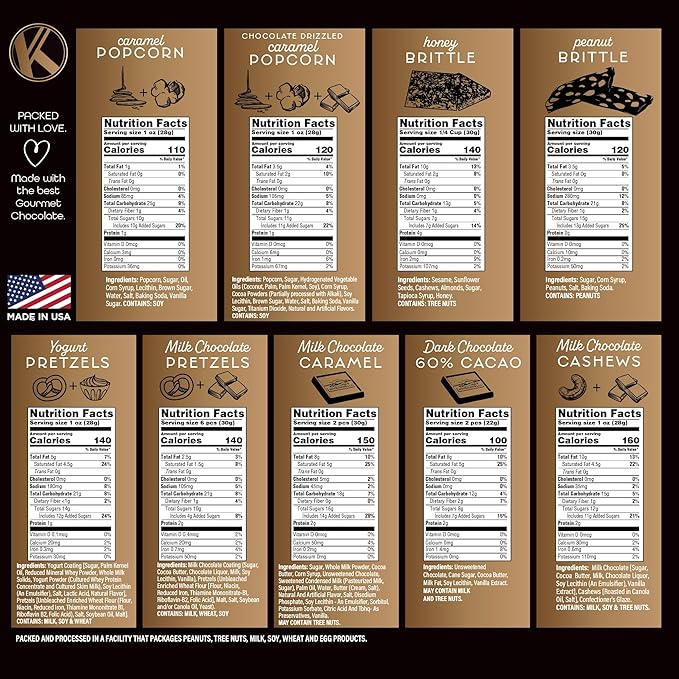 KREMERY Creamy Chocolate Cravings - Diwali Sweets Hamper Chocolate Covered Pretzels & Caramel Popcorn Gift Basket, in Seagrass Tray + Ribbon (Deluxe, 3.5 lbs) Food Arrangement