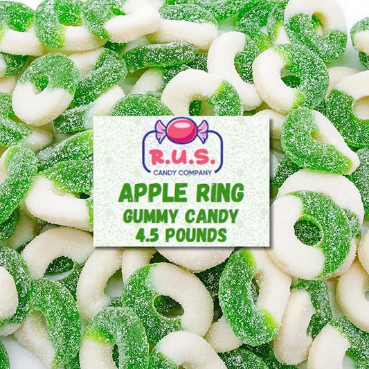 Apple Ring Gummies 4.5 lbs Bulk Bag – Fruity Gummy Candy – Fresh, Soft & Chewy – Party, Snack, Candy Buffet – by RUS Candy Company (Apple)