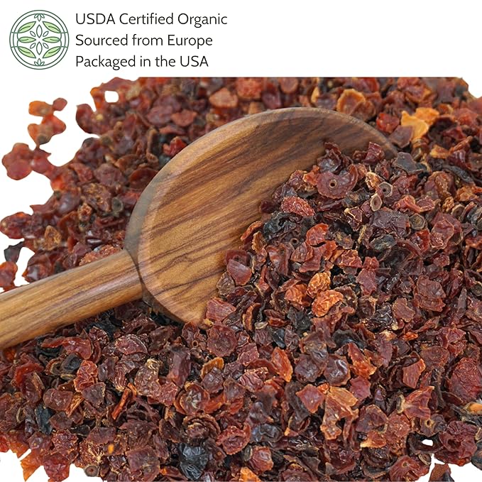 Elanen Naturals Organic Rose Hips 1 lb. (16 oz.), USDA Certified Organic Rosehip Tea, Dried Rose Hips, Whole Rosehips Bulk, Cut & Sifted