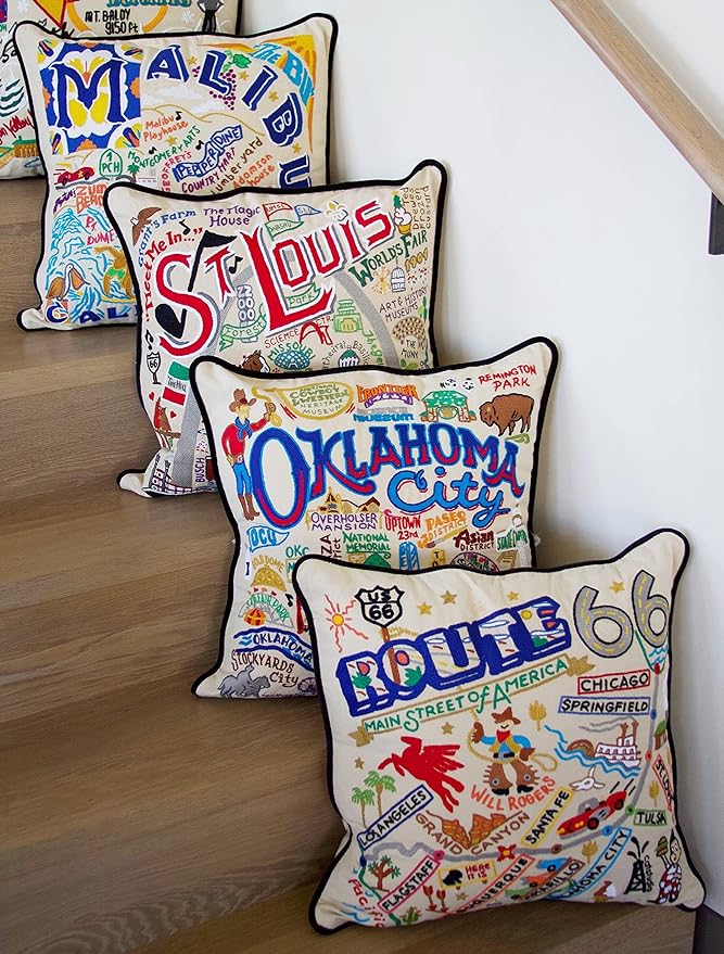 Catstudio Route 66 Embroidered Decorative Throw Pillow
