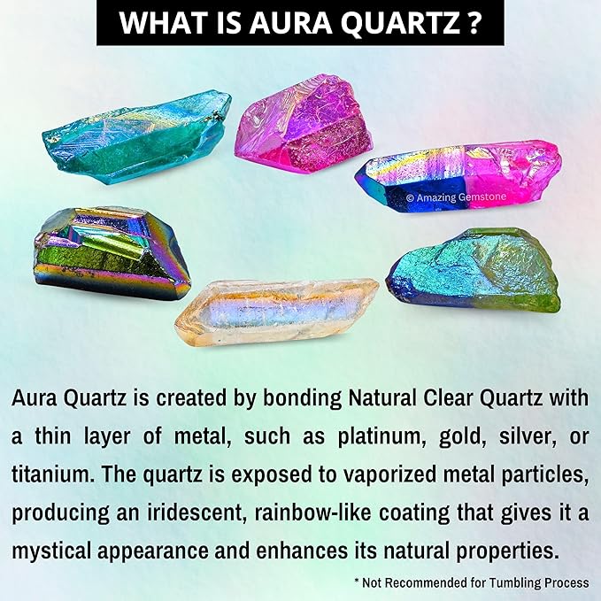 Amazing Gemstone 2 Pieces Angel Aura Quartz Raw Pencil Points Crystals and Healing Stones, Natural Rocks for Meditation and DIY Raw Point Stones and Crystals